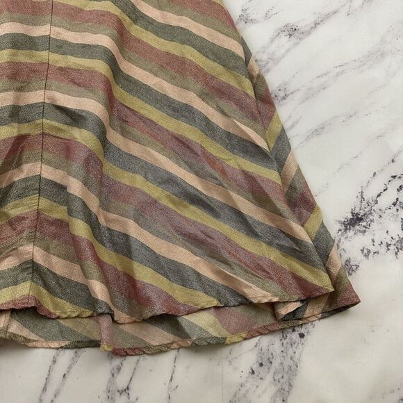 Torrid A-Line Midi Skirt Plus Size 0x Pink Stripe Gold Metallic Shimmer Retro - Picture 3 of 10